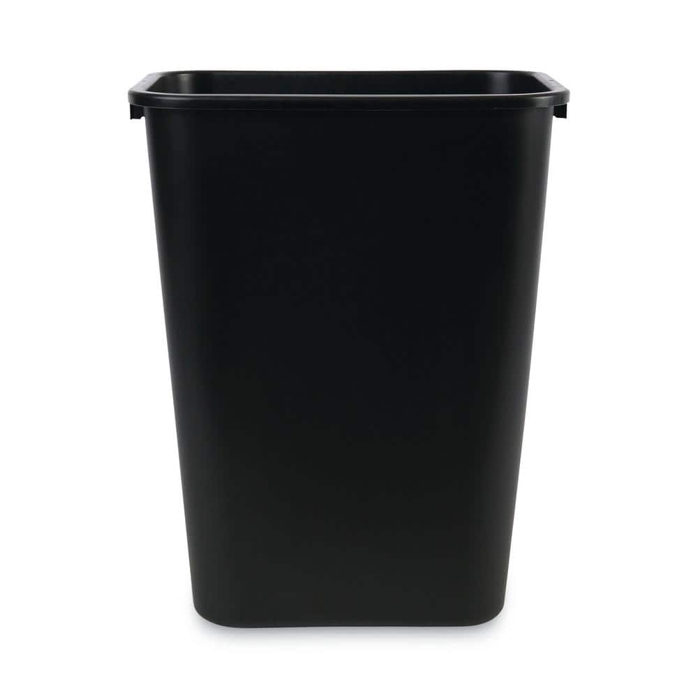 Black 10.25 Gallon Rectangular Plastic Office Wastebasket