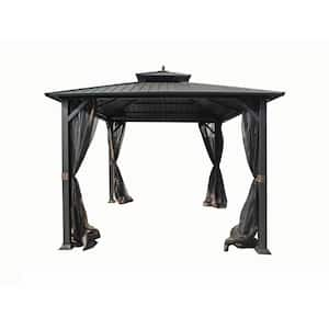 10 ft. x 10 ft. Holden Outdoor Patio Black Hard Top Galvanized Steel Gazebo