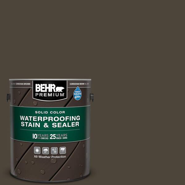 BEHR PREMIUM 1 gal. #SC-104 Cordovan Brown Solid Color Waterproofing ...