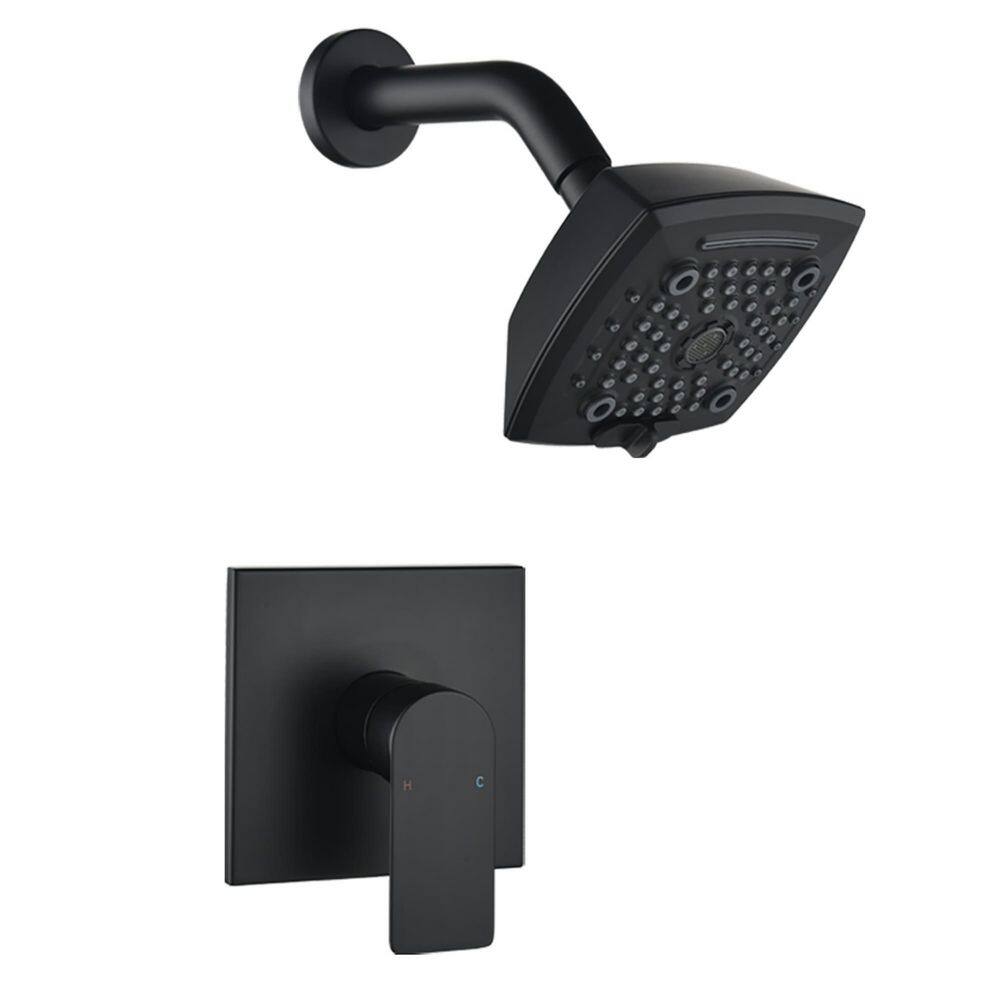 Single Handle 6-Spray Wall Mounted Shower Faucet 1.8 GPM with Pressure Balance Brass Shower System in Matte Black price history on PriceWatchPro
