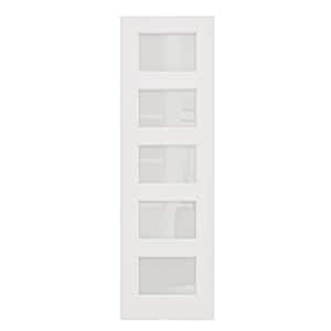 24 in. x 96 in. Solid Core 5-Lite Tempered Frosted Glass White Primed MDF Interior Door Slab