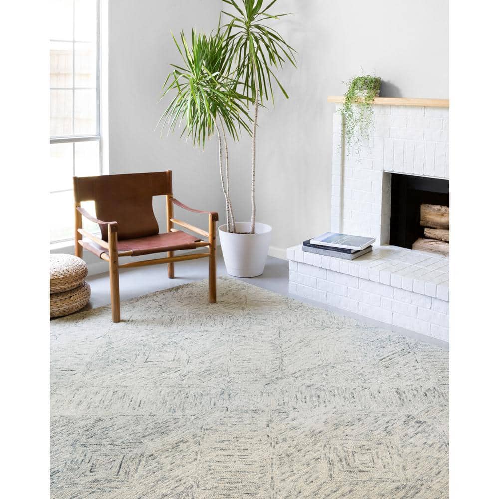 Ivory Rectangular Handmade Wool Tufted Area Rug 9'3" x 13'