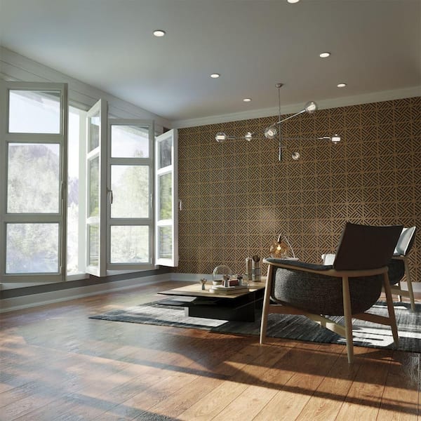 Ekena Millwork 7-3/8 in. x 7-3/8 in. x 1/4 in. Extra Small Allen Decorative Fretwork Wood Wall Panels, Hickory (50-Pack)