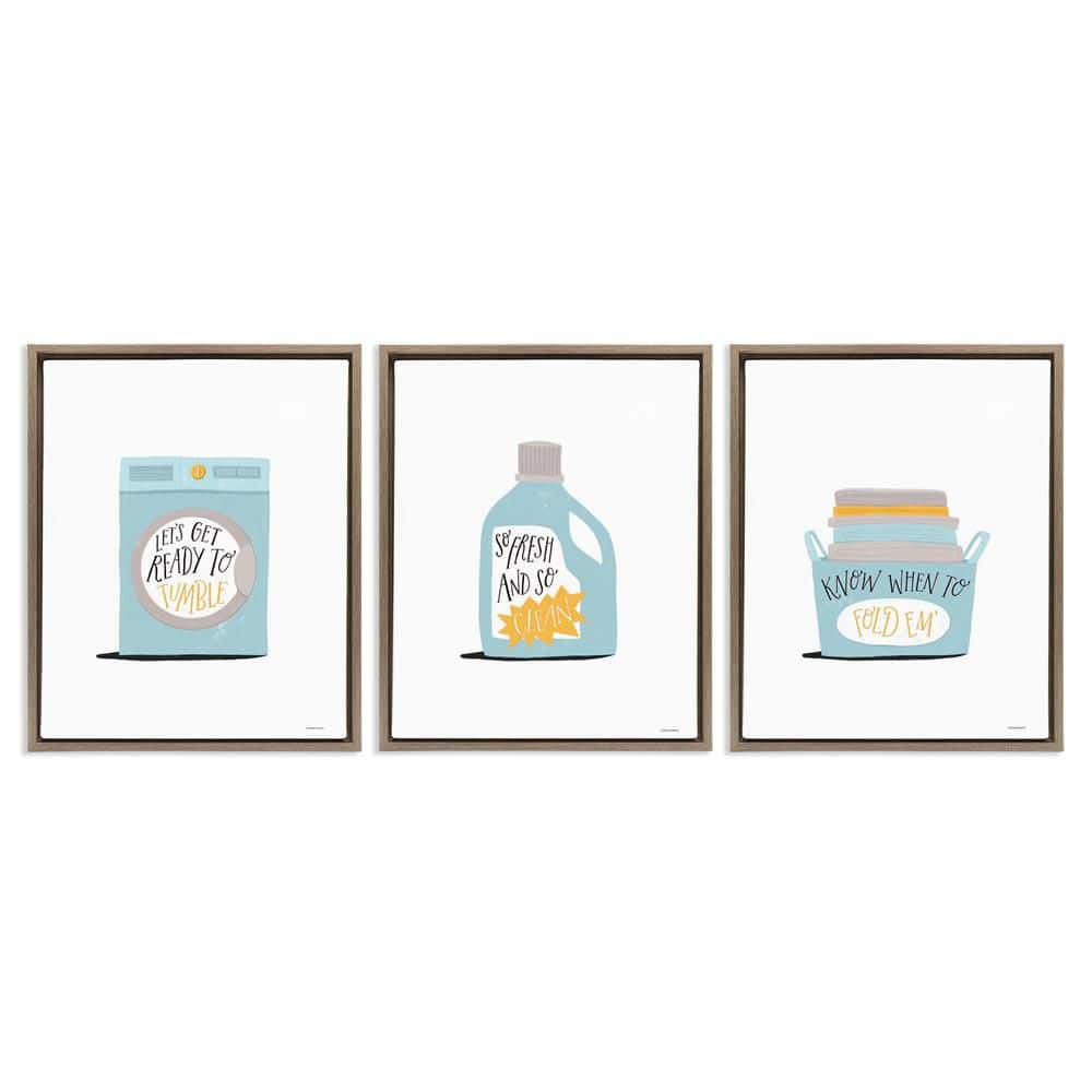 Minimal Laundry Phrases by Rachel Nieman 3 Pieces Brown Floater Frame Typography Graphic Art Print 21 in. x 17 in. price history on PriceWatchPro