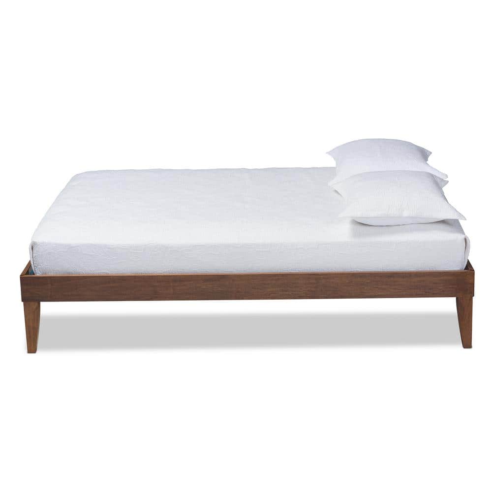 Twin Walnut Wood Platform Bed Frame with Graduated Legs