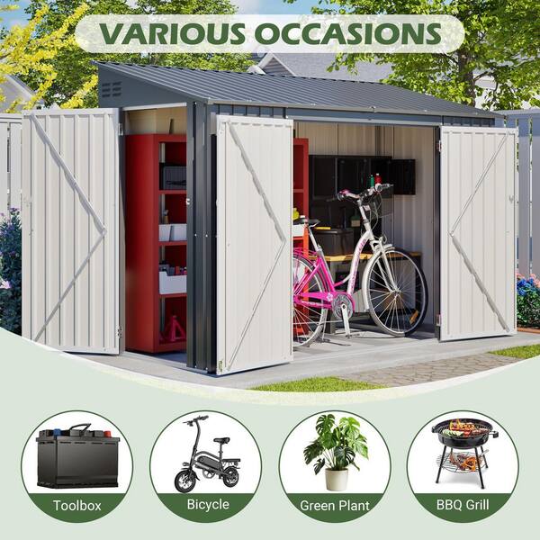 9 ft. W x 4 ft. D Heavy Duty Metal Outdoor Storage Shed with