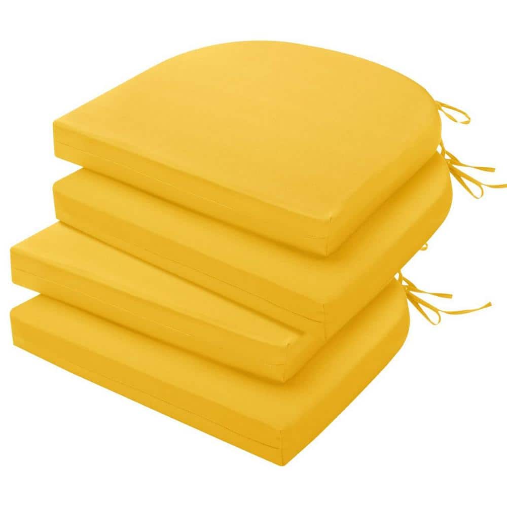 Yellow Rectangle Outdoor Seat Cushion (4-Pack)