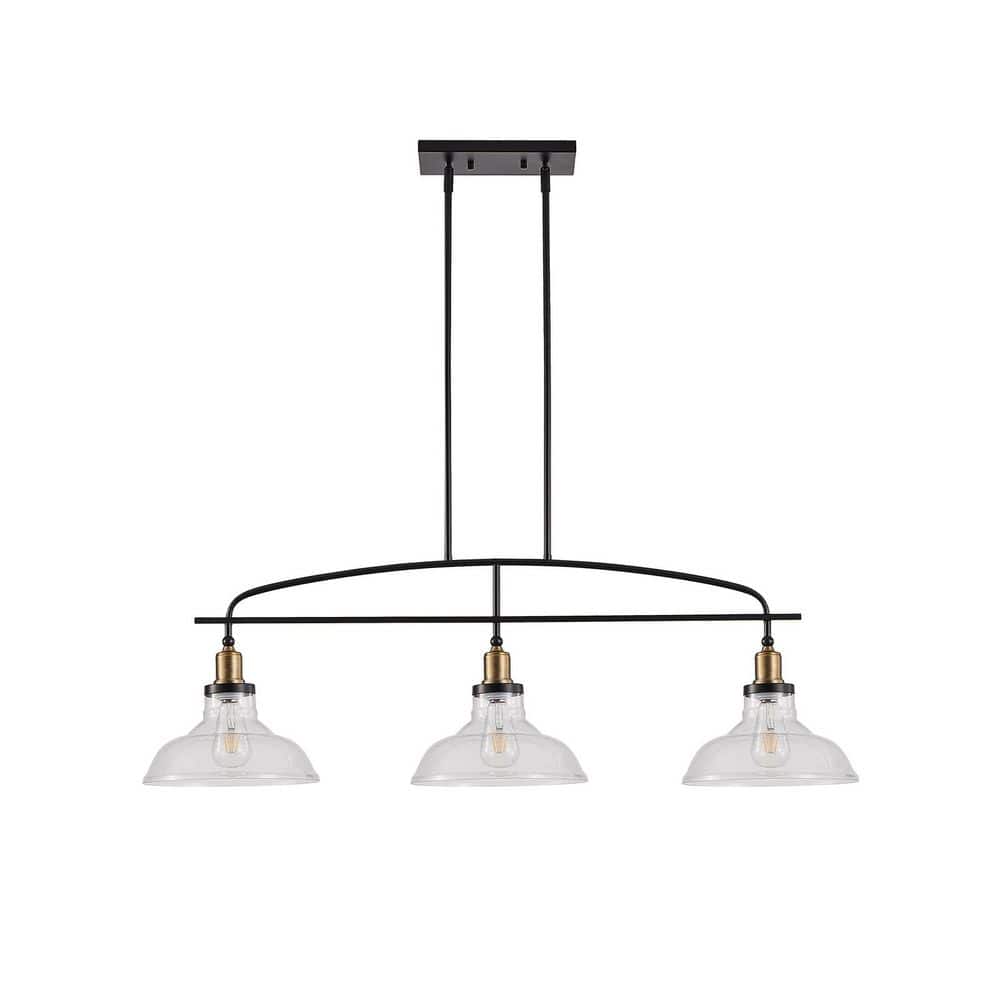 Industrial 3-Light Black Pendant Light with Clear Glass Shades and Adjustable Height price history on PriceWatchPro