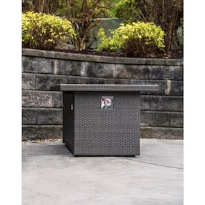 Granville 50,000 BTU Rectangular Resin Wicker Covered Outdoor Patio Propane Fire Pit Table with Soft Cover & Glass Rocks
