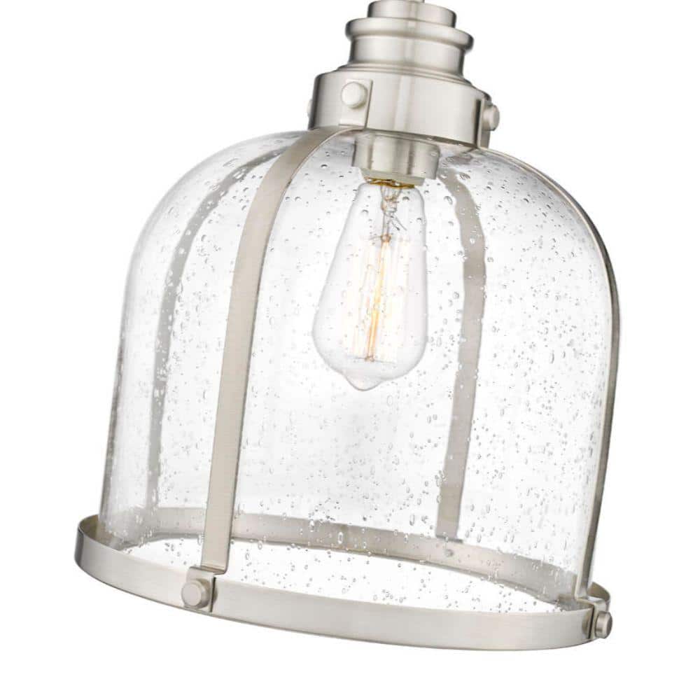 Burren 12'' Brushed Nickel Bowl Pendant with Seedy Glass