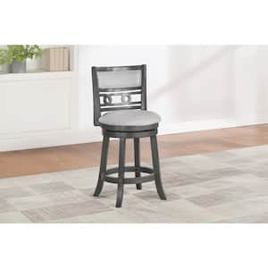 New Classic Furniture Gia 24 in. Gray Wood Swivel Counter Stool with Gray Fabric Seat