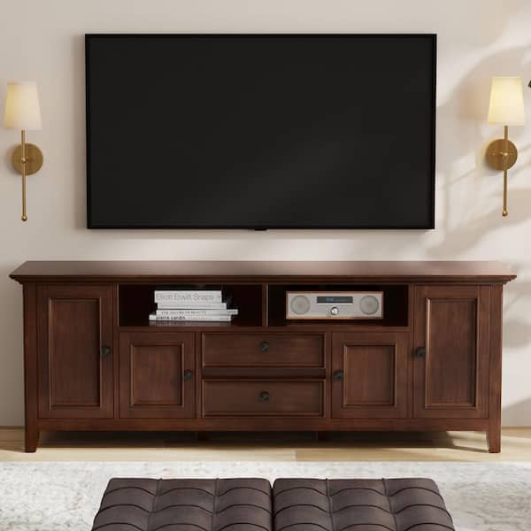 Amherst 72 in. Wide Solid Wood Transitional TV Stand in Russet Brown