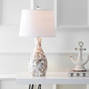 Verna 26.5 in. Ivory/Beige Seashell Table Lamp