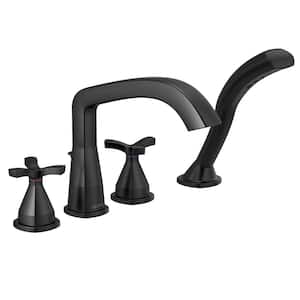 Stryke 2-Handle Deck Mount Roman Tub Faucet Trim Kit with Handshower in Matte Black (Valve Not Included)