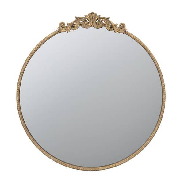 HomeRoots 30 in. W x 32 in. H Wood Gold Vanity Mirror