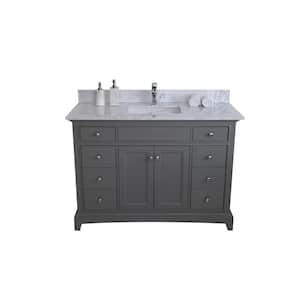 49 in. W x 22 in. D Engineered Stone Composite Vanity Top in White with White Rectangular Single Sink and Backsplash