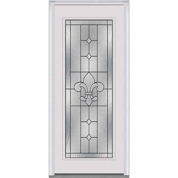 MMI Door 32 in. x 80 in. Carrollton Left-Hand Inswing Full Lite Decorative Painted Fiberglass Smooth Prehung Front Door