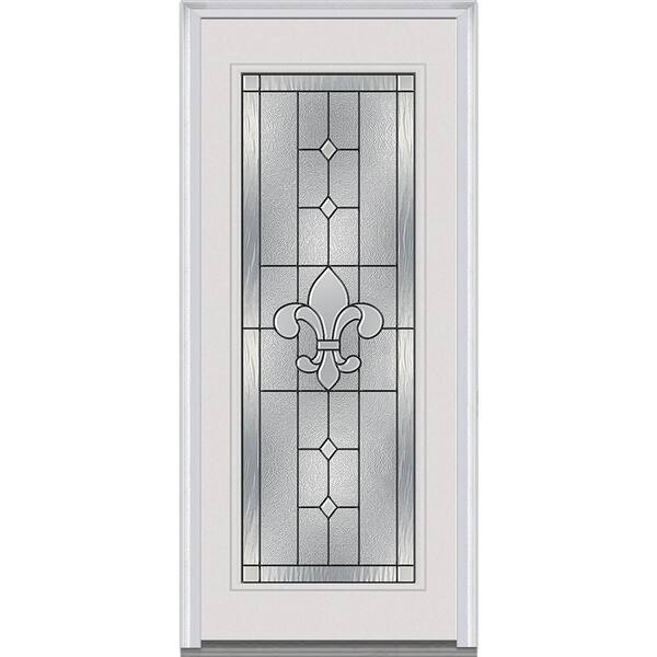 MMI Door 32 in. x 80 in. Carrollton Left-Hand Inswing Full Lite Decorative Painted Steel Prehung Front Door