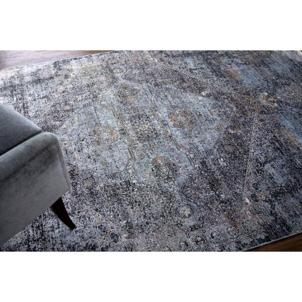 2 ft. x 10 ft. Gray, Silver Abstract Runner Rug
