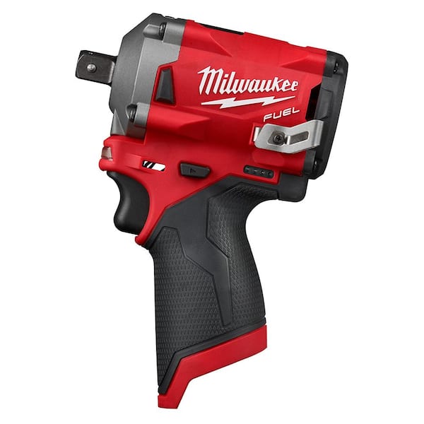Milwaukee M12 FUEL 12V Lithium-Ion Brushless Cordless Stubby 1/2 in. Impact  Wrench with Pin Detent (Tool-Only) 2555P-20 The Home Depot