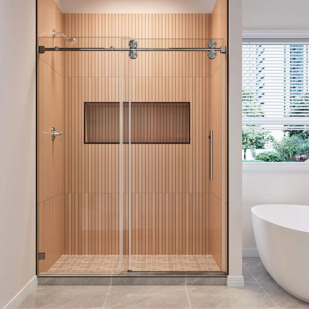 56-61 in. W x 76 in. H Single Sliding Frameless Shower Door Gungray 3/8 in. Clear SGCC Tempered Glass price history on PriceWatchPro