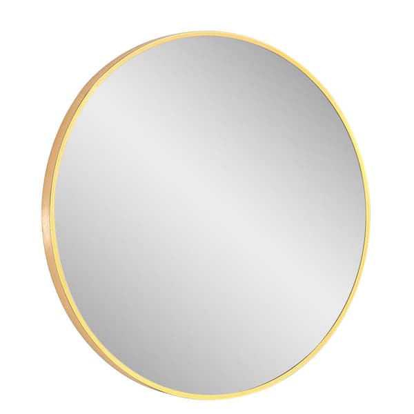 Design Element Vera 28 in. x 28 in. Modern Round Framed Rose Gold Wall Mount Vanity Mirror