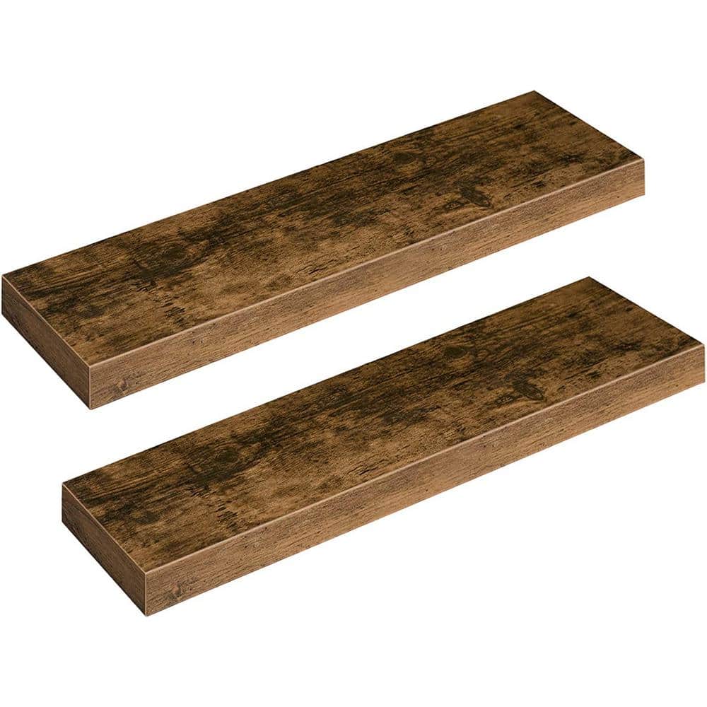 31.5 in. W x 7.9 in. D x Rustic Brown Decorative Wall Shelf Set of 2