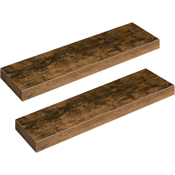 Cubilan 31.5 in. W x 7.9 in. D x Rustic Brown Decorative Wall Shelf Set of 2