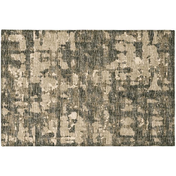 Bravado Beige 1 ft. 8 in. x 2 ft. 6 in. Geometric Indoor/Outdoor Washable Area Rug