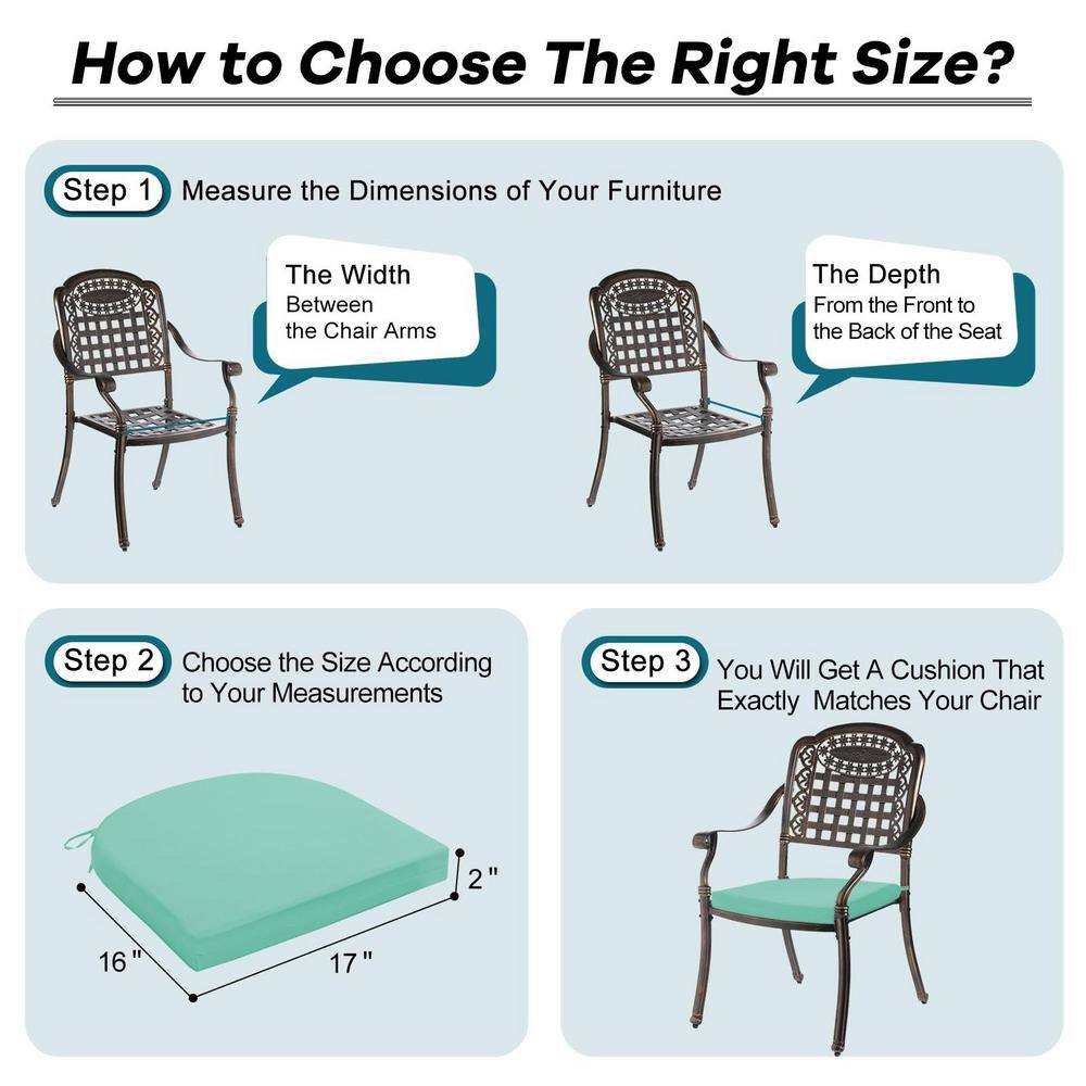 Blue Rectangular Foam Outdoor Chair Cushions Set of 4