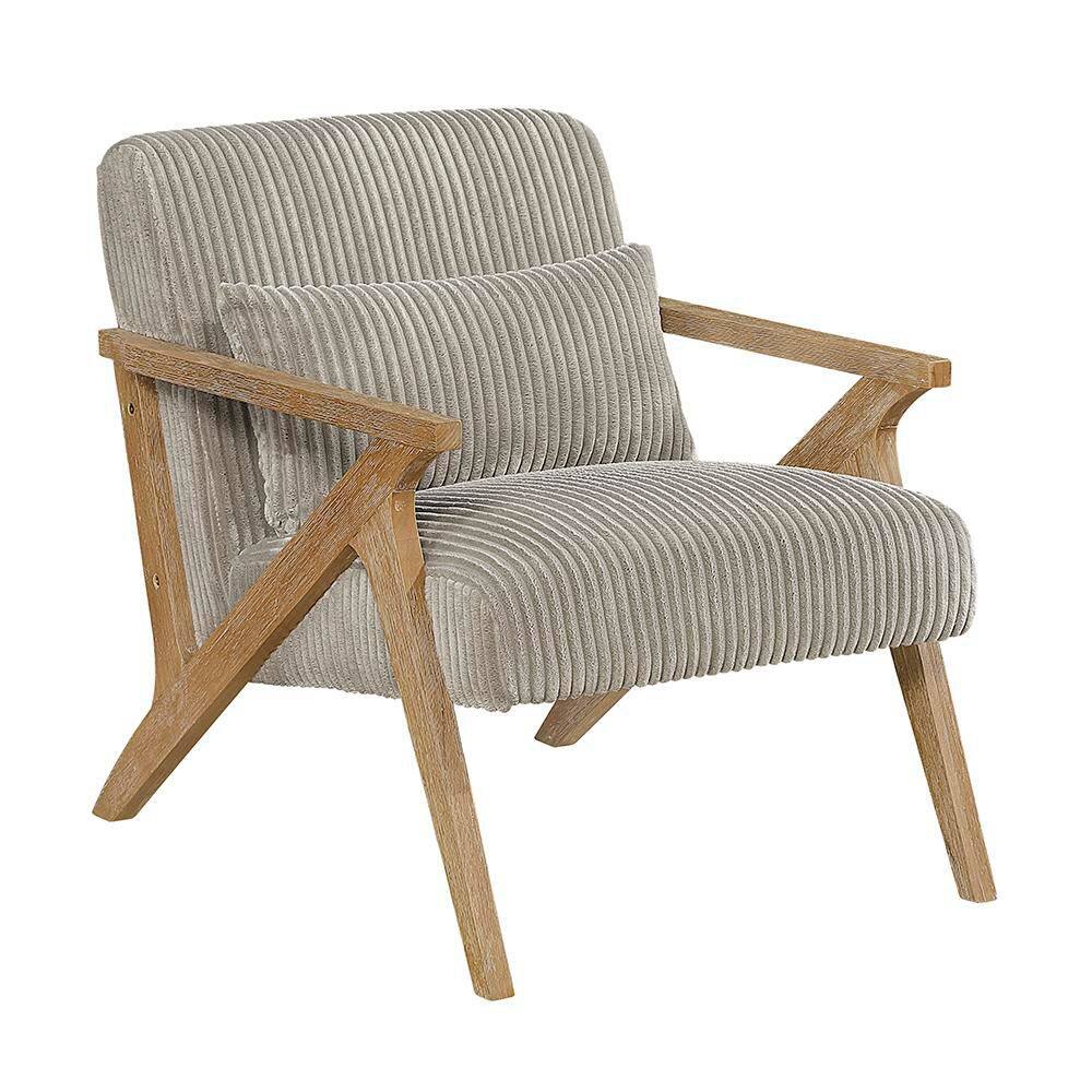 Lazzara Lennox Taupe Corduroy Upholstery Solid Wood Frame Accent