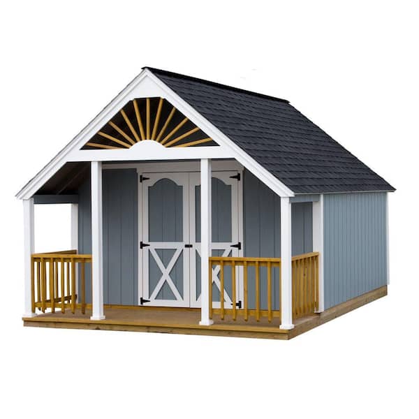 Best Barns Garden Shed 12 ft. x 16 ft. Wood Storage Shed Kit and 4 ft. Porch with Floor Including 4x4 Runners