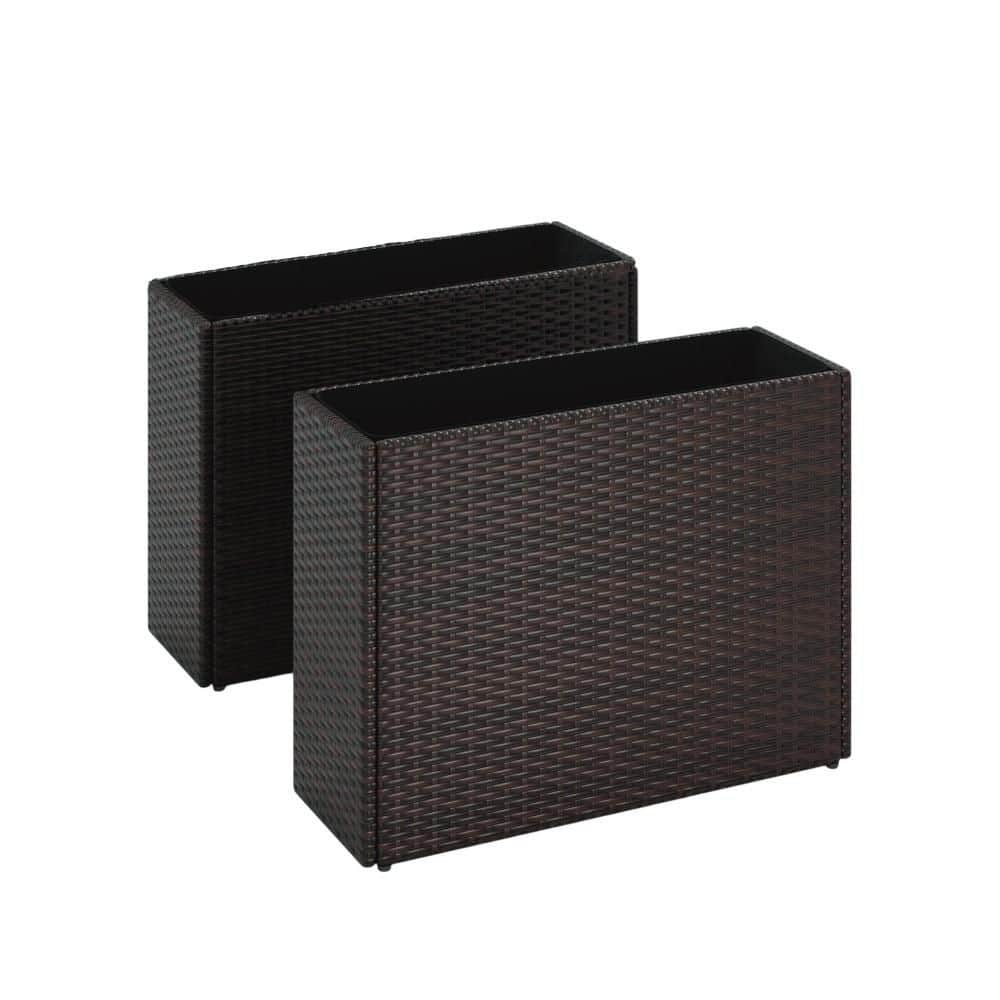 "2 PCS 24"" Tall PE Rattan Planter Box with Removable Liner for Front Porch Patio" price history on PriceWatchPro