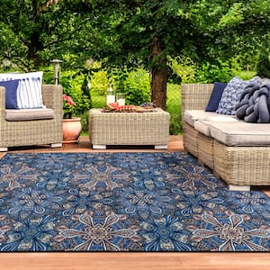 Cassidy Blue 5 ft. x 8 ft. Floral Nylon Area Rug