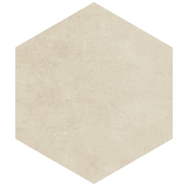Hexagon 8.5 in. x 10 in. Ivory Matte Concrete Look Porcelain Floor and Wall Tile (12.49 sq. ft./Case)