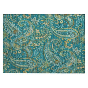 Chantille ACN533 Teal 1 ft. 8 in. x 2 ft. 6 in. Machine Washable Indoor/Outdoor Geometric Area Rug