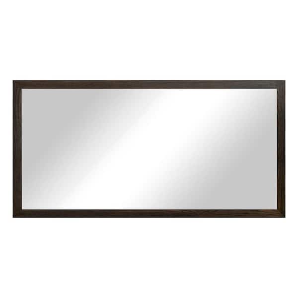 2 in Ebony Frame (30 in. W x 59 in. H) Oak Hardwood Rectangle Wall Mirror
