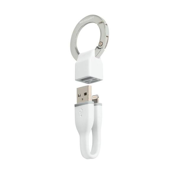Merkury Innovations PowerLoop Apple MFi Certified Lightning to USB Keychain, White