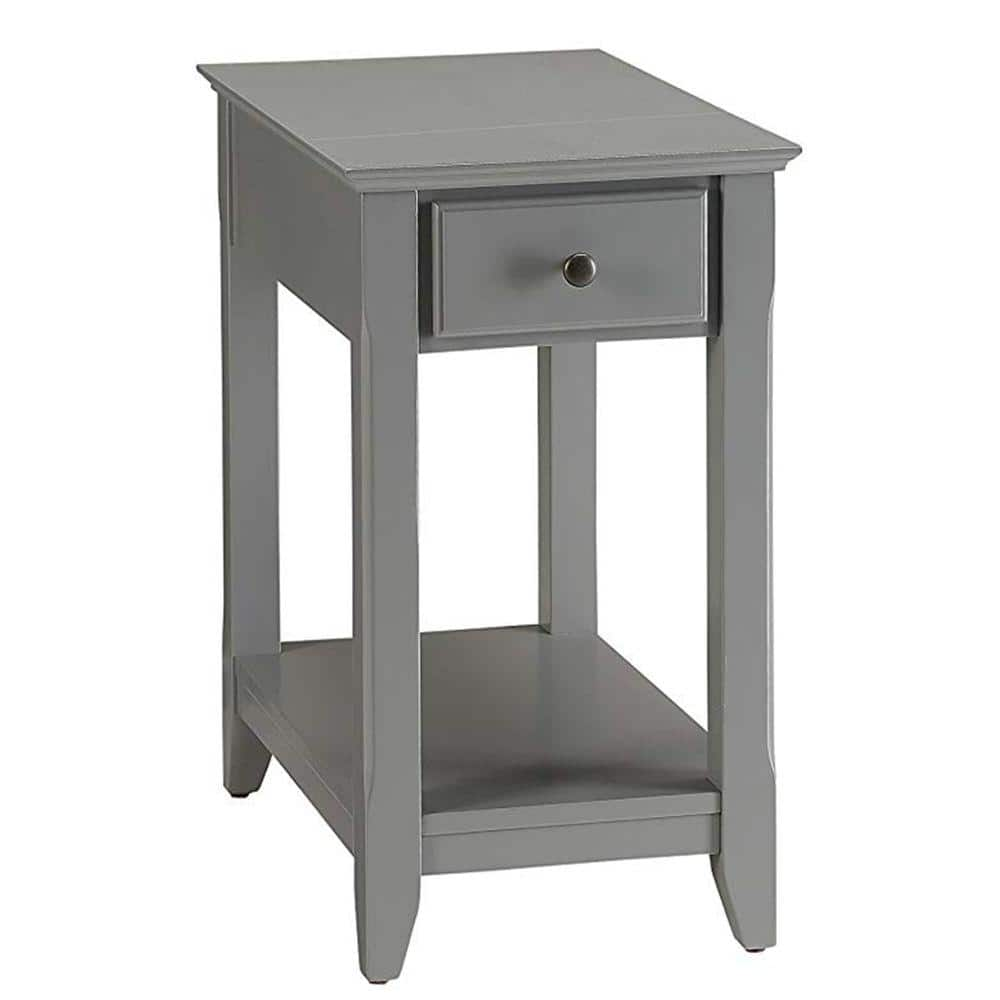 Benjara Gray Rectangular Wooden Side Table With 1 Drawer And Open ...