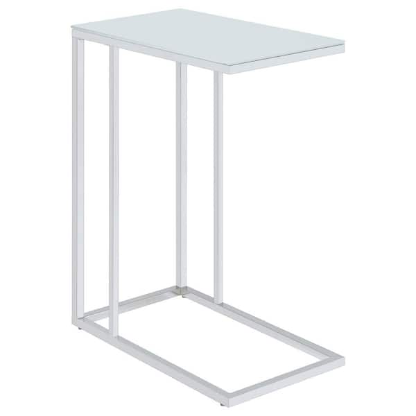 Coaster Chrome and White Glass Top Snack Table