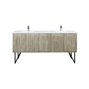 Lancy 72 in W x 20 in D Rustic Acacia Double Bath Vanity, Cultured Marble Top and Chrome Faucet Set