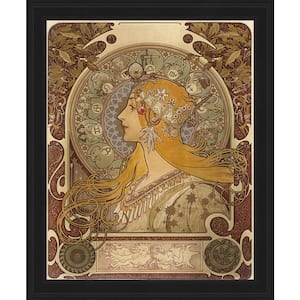 Zodiac by Alphonse Mucha Gallery Black Framed Abstract Oil Painting Art Print 18.5 in. x 23.5 in.