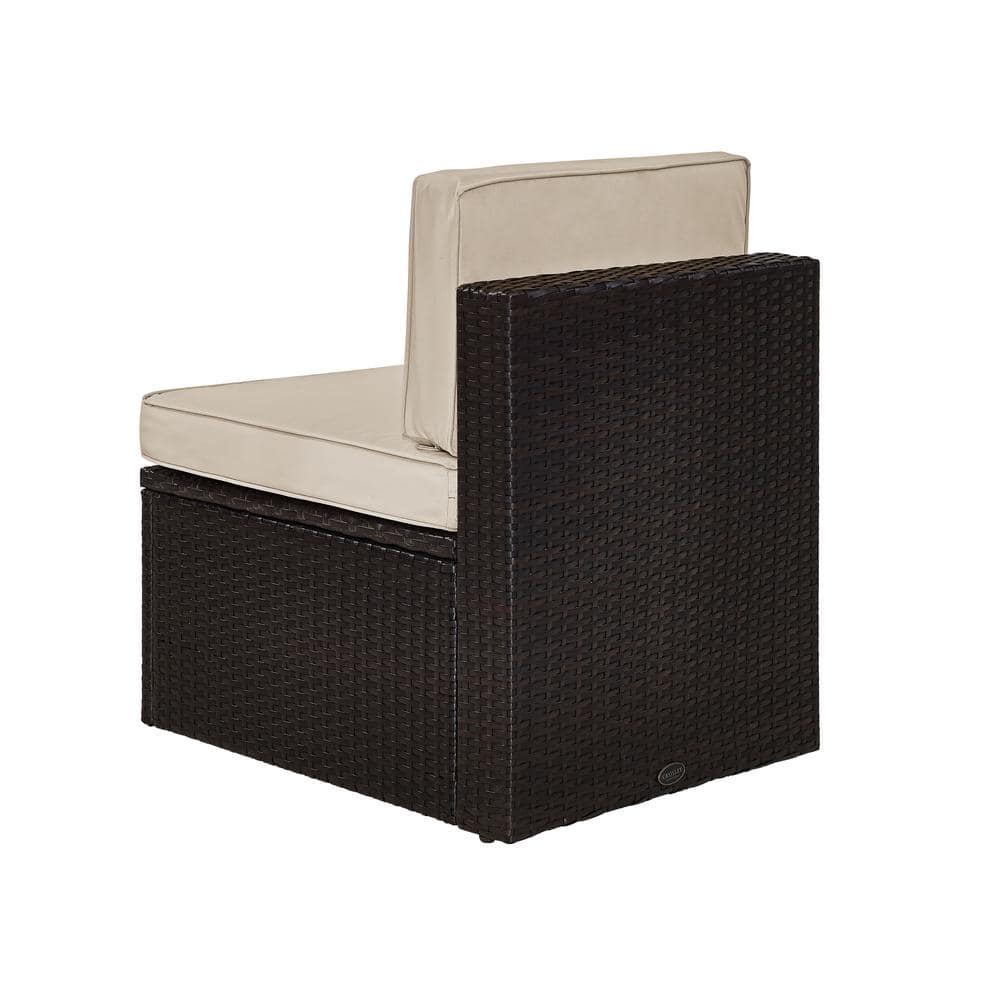 Sand and Brown Steel Wicker Outdoor Bistro Chair