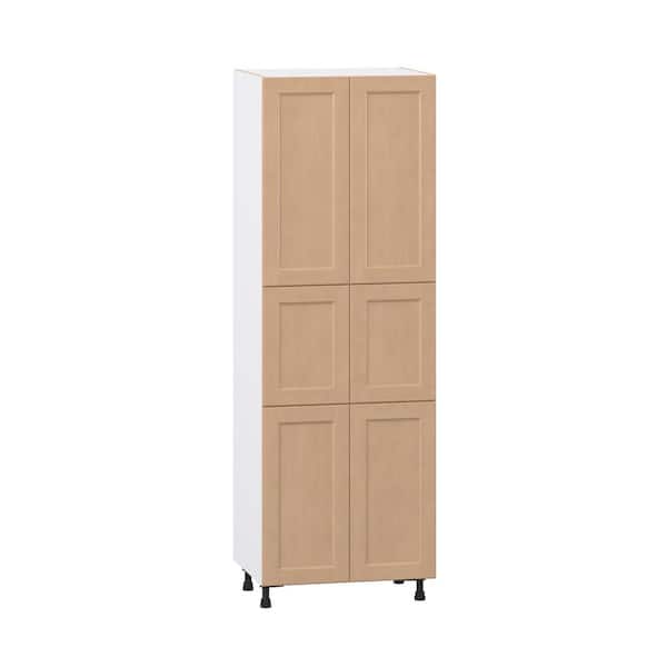 J COLLECTION Lakewood 30 in. W x 24.5 in. D x 89.5 in. H Assembled Shaker Pantry Kitchen Cabinet in Sugar Cookie with 5-Shelves