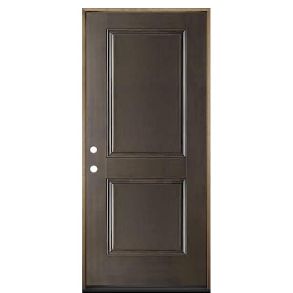 Masonite 36 in. x 80 in. Everland Smokey Grey Right-Hand Inswing 2-Panel Smooth Fiberglass Prehung Front Door No Brickmold