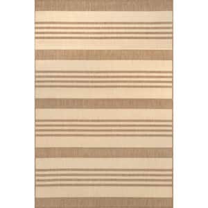 Robin Multi Stripe Brown Doormat 3 ft. x 5 ft. Indoor/Outdoor Area Rug