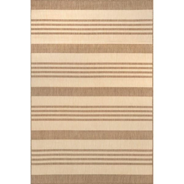 nuLOOM Robin Brown 4 ft. x 6 ft.  Striped Indoor/Outdoor Area Rug