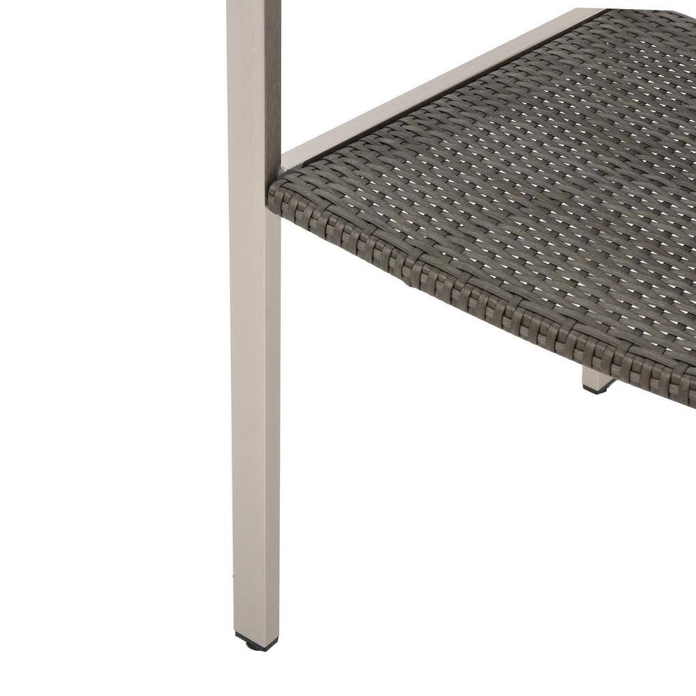 Gray and Silver Aluminum and Wicker 6-Person Outdoor Dining Set