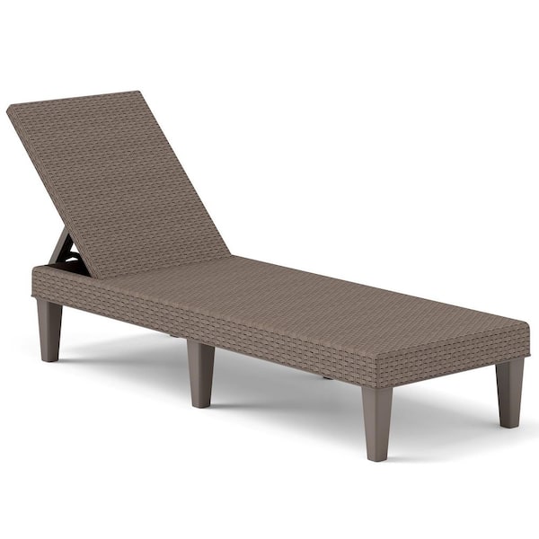 Brown Adjustable Outdoor Chaise Lounger Chair