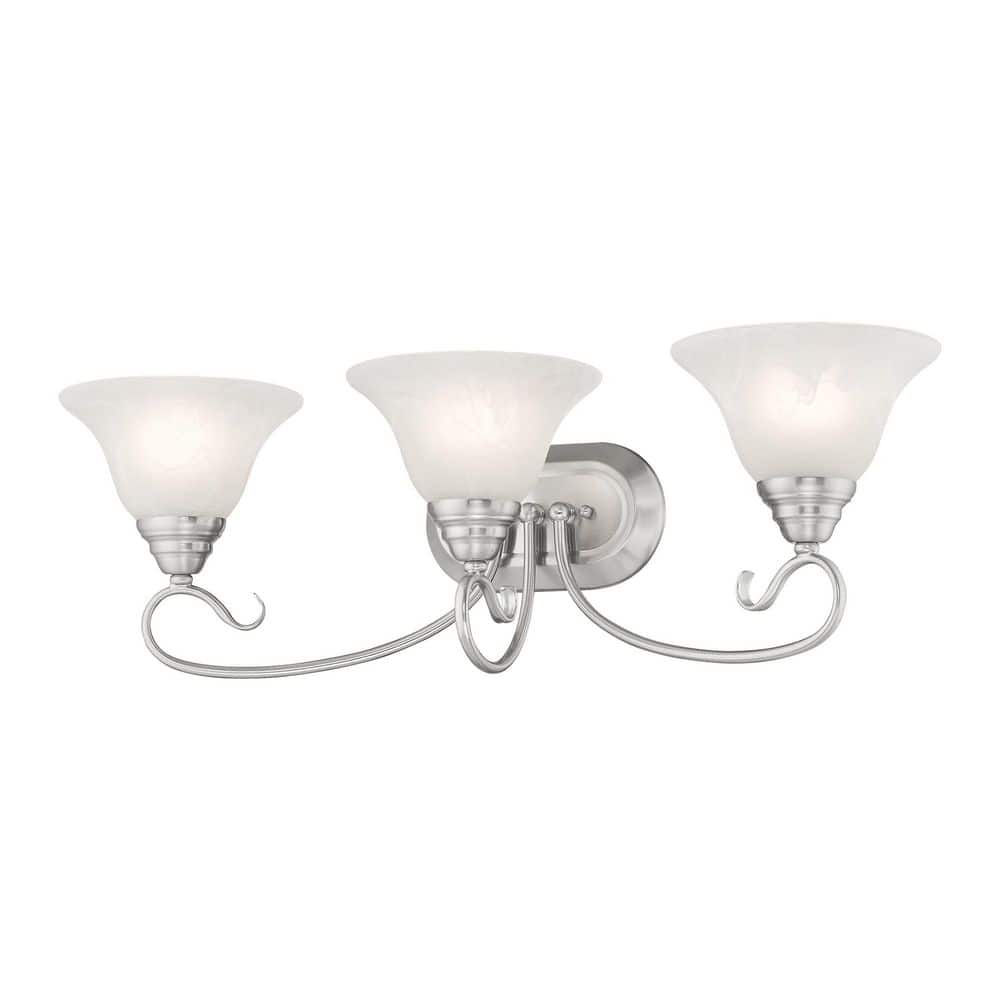 Coronado Brushed Nickel 3-Light Vanity with White Alabaster Glass